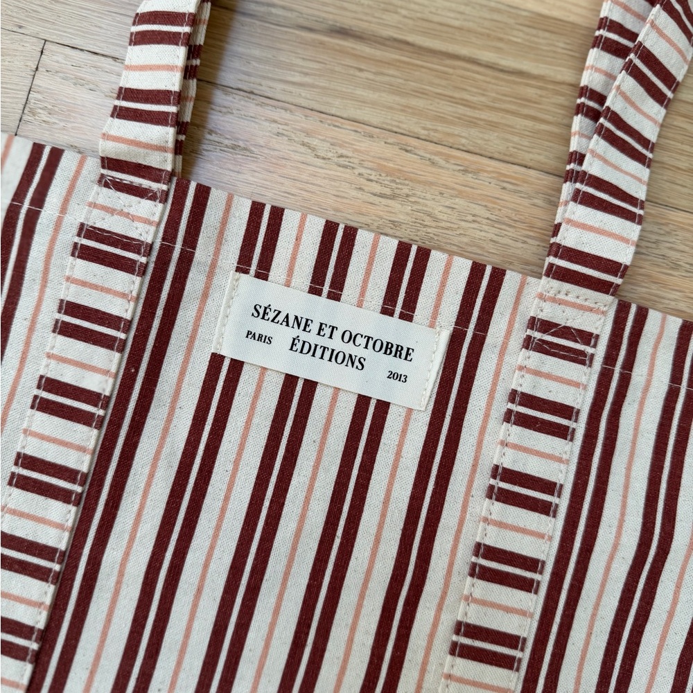 Sezane Burgundy stripe tote - Picture 2 of 2